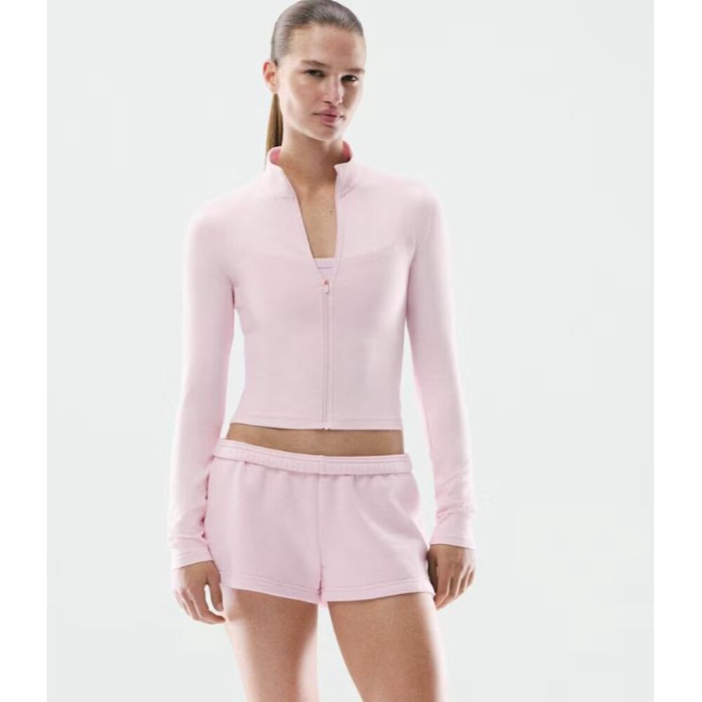 ARITZIA Golden Cupid Zip Jacket Pastel Light Pink Half Zip Long Sleeve Women M N